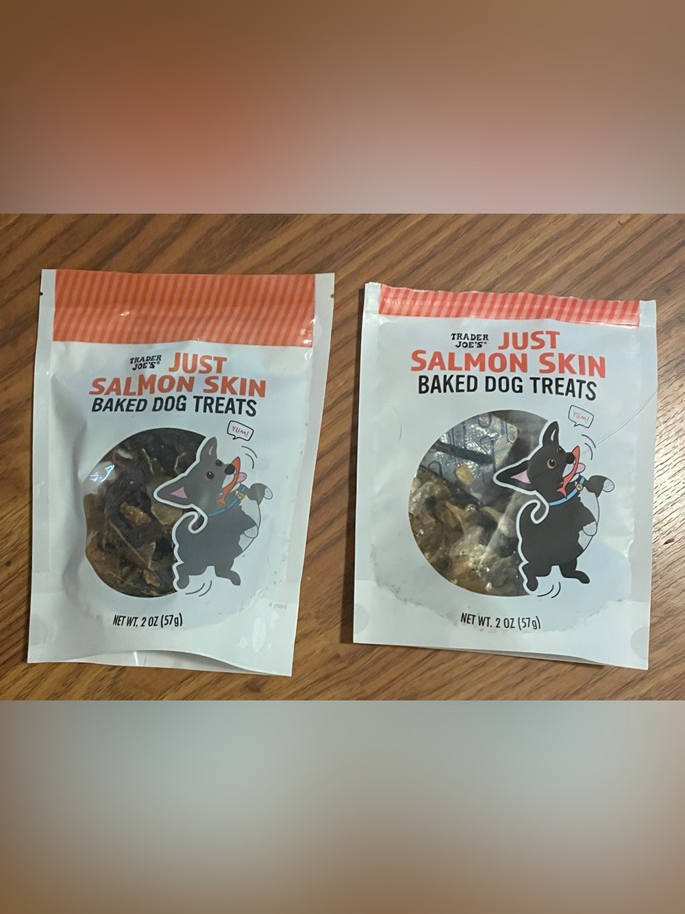 Trader Joe's Just Salmon Skin Baked Dog Treats 2 packages